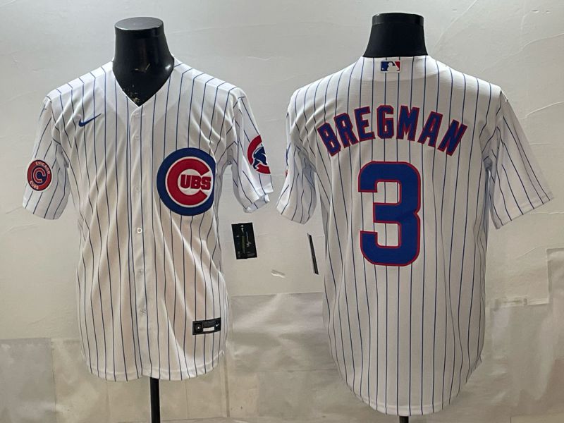 Men 2026 Chicago Cubs #3 Bregman White Stripe Game Nike MLB Jersey style 007